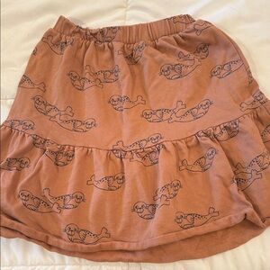 H&M A-Line Skirt in Brown with Seal Pattern
